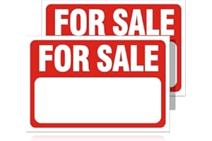 AYIFAN 2 Pack For Sale Sign Stickers,12" x 8" Sale Sign for Car and Vehicles, Self-Adhesive Vinyl Decal for House,Home,Boats,Large Space for Handwriting Red