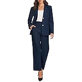 Casly Lamiit Women's 2 Piece Blazer Outfits Business Casual Notched Collar Jacket Dressy Work Crop Pants Suit Sets