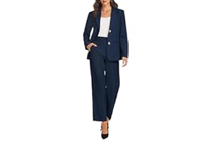 Casly Lamiit Women's 2 Piece Blazer Outfits Business Casual Notched Collar Jacket Dressy Work Crop Pants Suit Sets