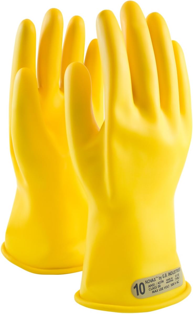 NOVAX 170-00-11/8 Class 00 Rubber Insulating Glove with Straight Cuff, 11"