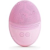 EZBASICS Facial Cleansing Brush Made with Ultra Hygienic Soft Silicone, Waterproof Sonic Vibrating Face Brush for Deep Cleansing, Gentle Massaging, Inductive Charging (Pink) 1 Pack+5 Speed Settings