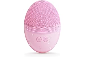 EZBASICS Sonic Facial Cleansing Brush Made with Ultra Hygienic Soft Silicone, Waterproof Sonic Vibrating Face Brush for Deep Cleansing, Gentle Exfoliating and Massaging, Inductive Charging Pink