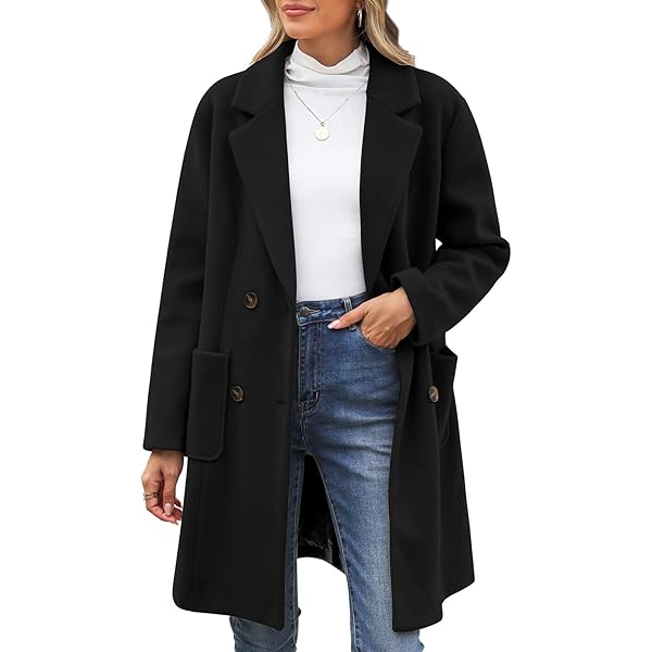 Amazon.com: Women's Single Breasted Wool Coat Long Sleeve Mid