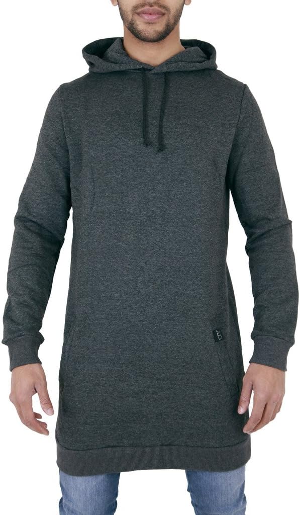 Arrested Development Mens Slim Fit Long Line Plain Hoody Sweatshirt