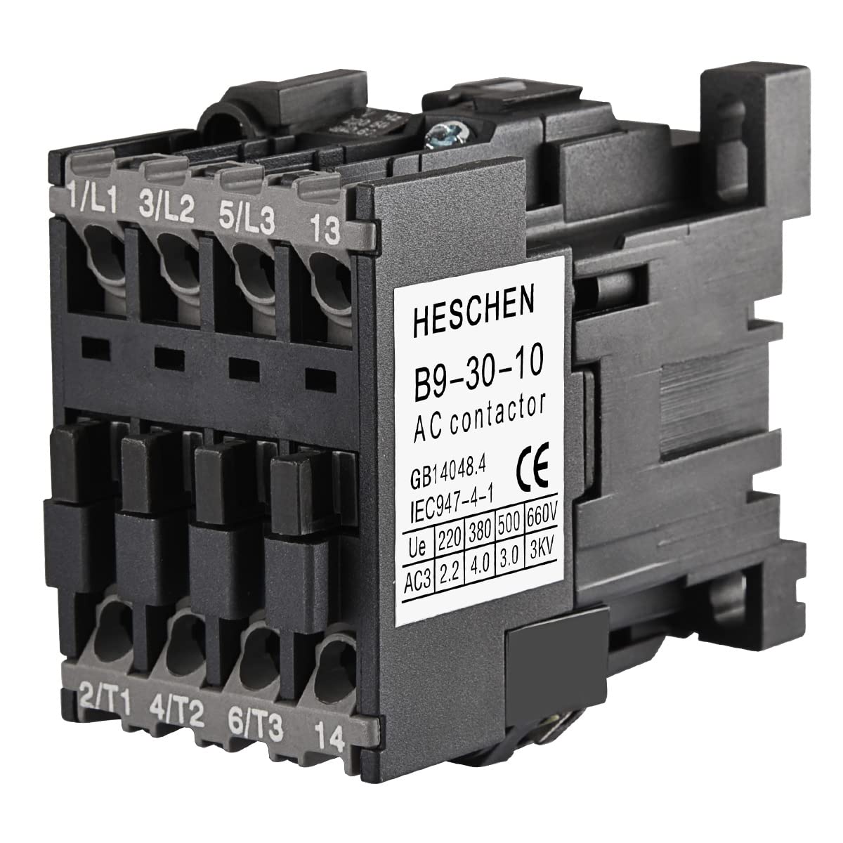Heschen Elevator AC Contactor B9-30-10 220V 50Hz 3 Pole 3NO 5.5KW 35 mm DIN Rail Mount