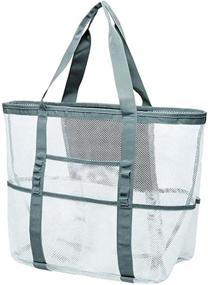 BTSRPU Oversized Mesh Beach Bags Tote Bag with Zipper and Multiple