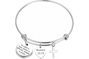 bobauna Christian Bracelet Be Joyful in Hope Patient in Afflication Faithful in Prayer Romans 12:12 Bible Verse Jewelry Religious Gift