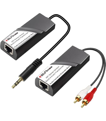 Kit D'extension Audio Stéréo RCA Vers RJ45 - Permet De Prolonger Un Signal Audio Jusqu'à 75m Sur Câble Réseau