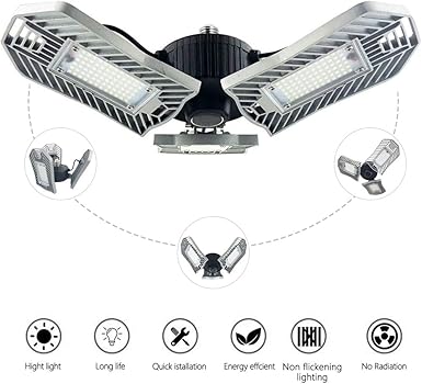 Garagenbeleuchtung 80W, LED-Garagenbeleuchtung 8000lm, E26