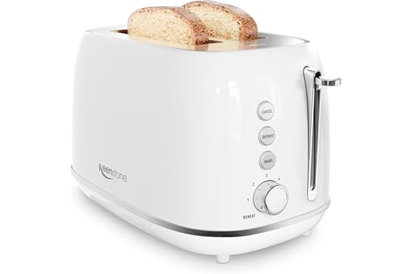 Keenstone Toaster 2 Slice Stainless Steel Toaster Retro with 6 Bread Shade Settings, Bagel, Cancel, Defrost Function, 2 Slice