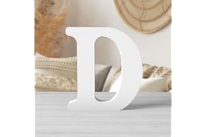 Zaruatu 6 Inch White Wood Letters Unfinished Wood Letters for Wall Decor Decorative Standing Letters White Block Letters for Wall Decoration for Craft Home Party Projects (D)