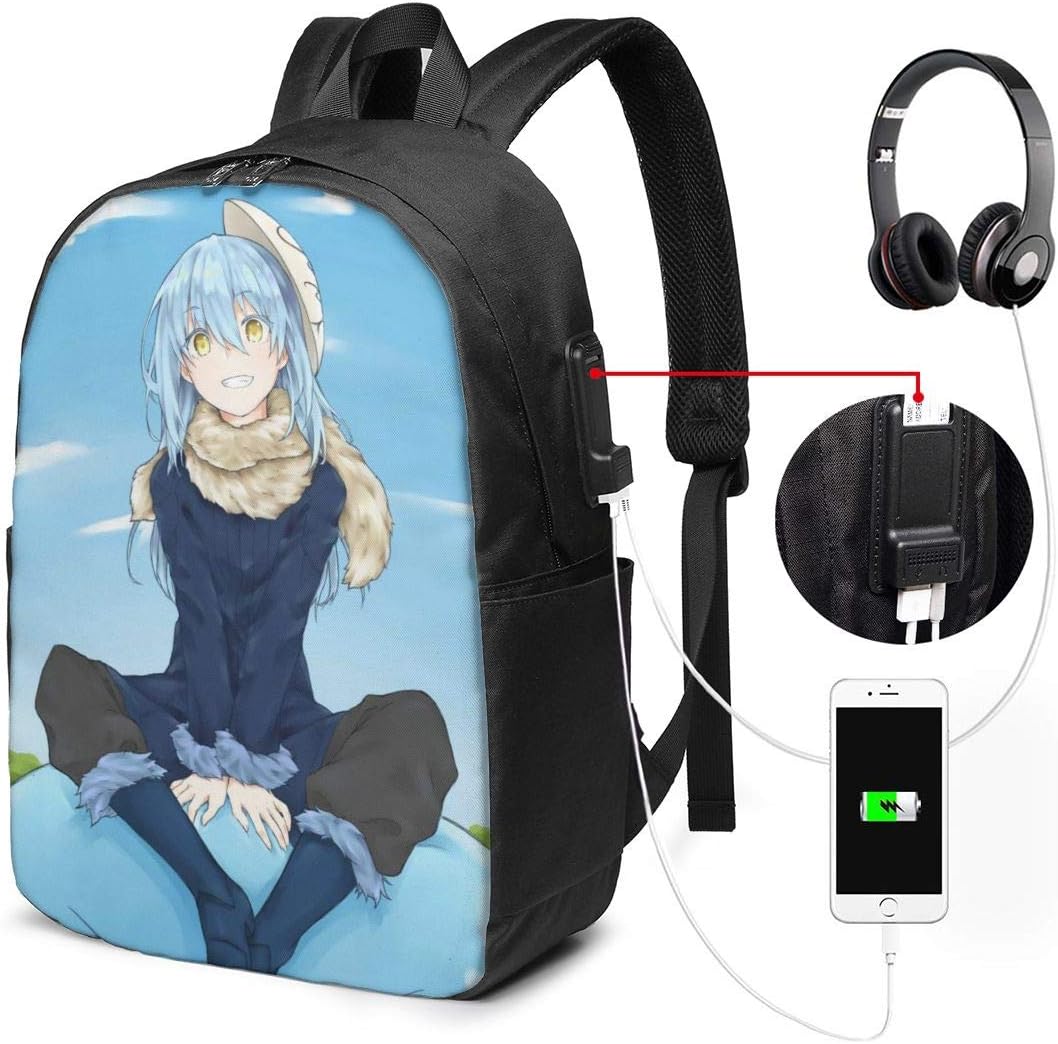 Amazon Com Michaelvwhite That Time I Got Reincarnated As A Slime Rimuru Usb Backpack 17 Inch Shoulder Bag Daily Knapsack Cartoon Rucksack Black Home Kitchen