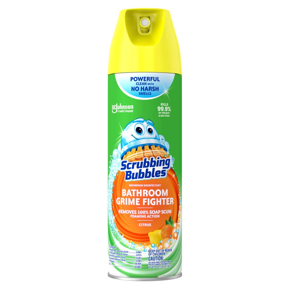 Scrubbing Bubbles Bathroom and Shower Cleaner Aerosol, Foaming Action Bathroom Grime Fighter, Citrus Scent, 20oz (Pack of 1)