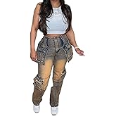 Women's Stretch Cargo Jeans with Multi Pockets, Novelty Fashion Y2K Denim Pants