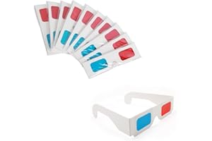 KRISMYA 3D Glasses for Movies,10 Pairs 3D Glasses Red and Cyan White Frame Anaglyph Cardboard - Folded in Protective Sleeve
