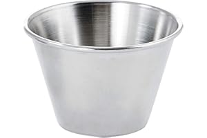 Winco SCP-40, 4-Ounce Stainless Steel Round Ramekin Condiment Sauce Cups, 1 Dozen Pack