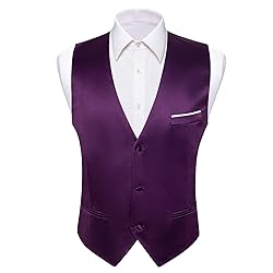 Barry.Wang Mens Purple Formal Vest V-neck Slim Fit