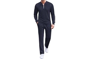 COOFANDY Men's 2 Piece Tracksuit Set Polo Athletic Sweatsuit Quarter Zip Jogging Long Sleeve Casual Sports Outfits