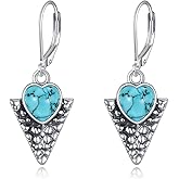 Heart Genuine Turquoise Dangle Earrings 925 Sterling Silver 7 * 7mm Natural Green Turquoise Leverback Earrings Jewelry Gift For Women