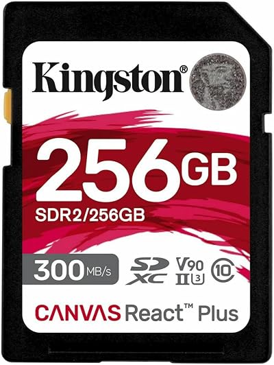 Kingston Canvas React Plus 256GB SDXC UHS-II U3 V90 Memory Card for 4K 8K