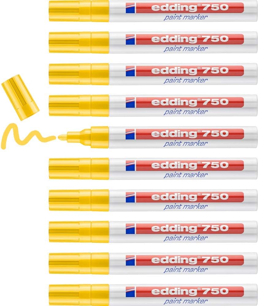 Edding 750 Bullet Tip Paint Marker Medium Yellow (Pack of 10) 750-005, 1 count (Pack of 10)