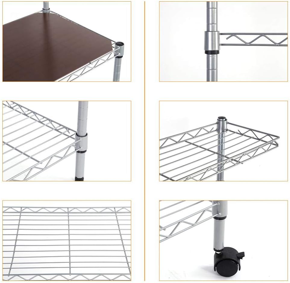 Yosooo Kitchen Baker's Rack, Multi-Layer Metal Standing Storage Rack Microwave Oven Stand with Detachable Wheels, Easy Assembly, 21.65x12.99x47.24 Inch - Standing Baker's Racks