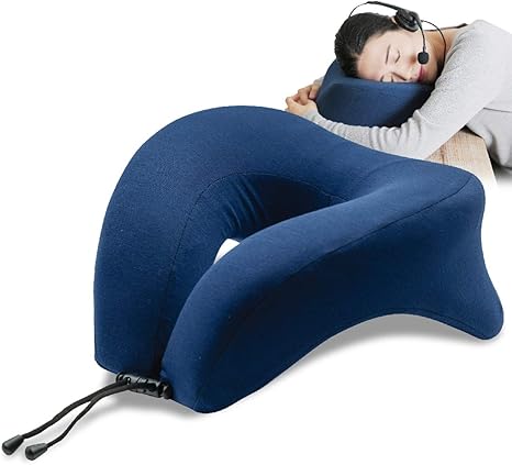 Amazon うつぶせ凄快適 昼寝枕 Hirunegao デスク まくら うつ伏せ おひるねピロー 低反発 首まくら 快眠 ブルー 枕 オンライン通販