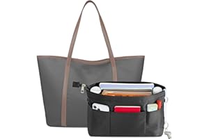 HyFanStr Purse Organizer Insert with Zipped Top for Tote Bag, Handbag Shaper with 13 Pockets