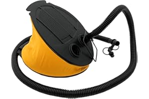 DYTXIII Inflatable Ottoman for Outdoor/Indoor Use,Portable Foot Stool with Handle,Water Repellent Footrest Pouf Ottoman Suitable for Patio,Camping,Deck and Travel(D21 x H9,Yellow)