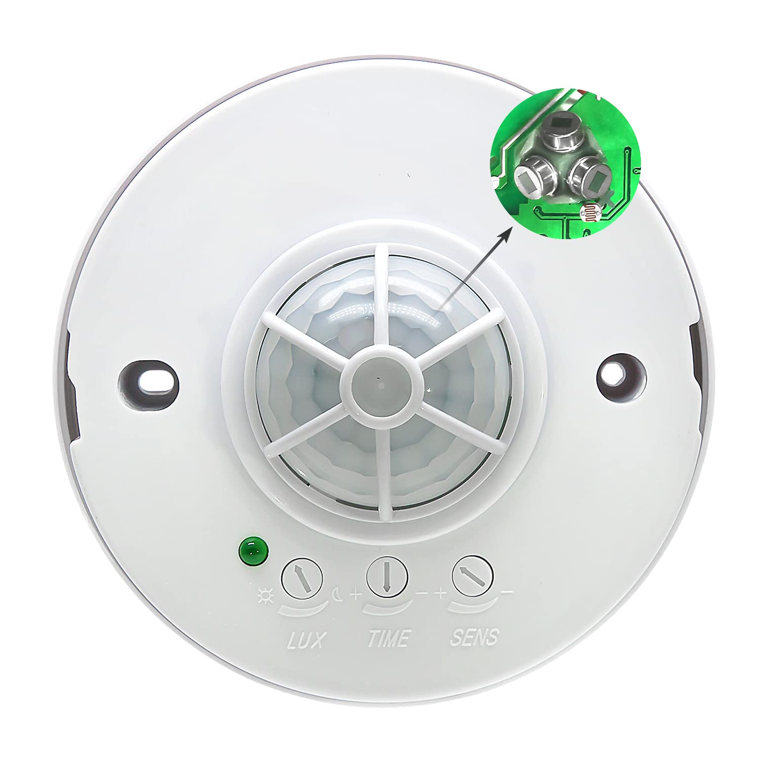 Motion Sensor Light Switch – 360 Degree Ceiling Mounted Occupancy Sensor Switch, High Sensitive with 3 detectors Time Delay, Light Sensor and Distance Adjustable (3-12M)