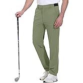 Rdruko Men's Golf Pants Stretch Quick Dry Work Casual Dress Slacks Relaxed Fit with Pockets(Green,US 38)
