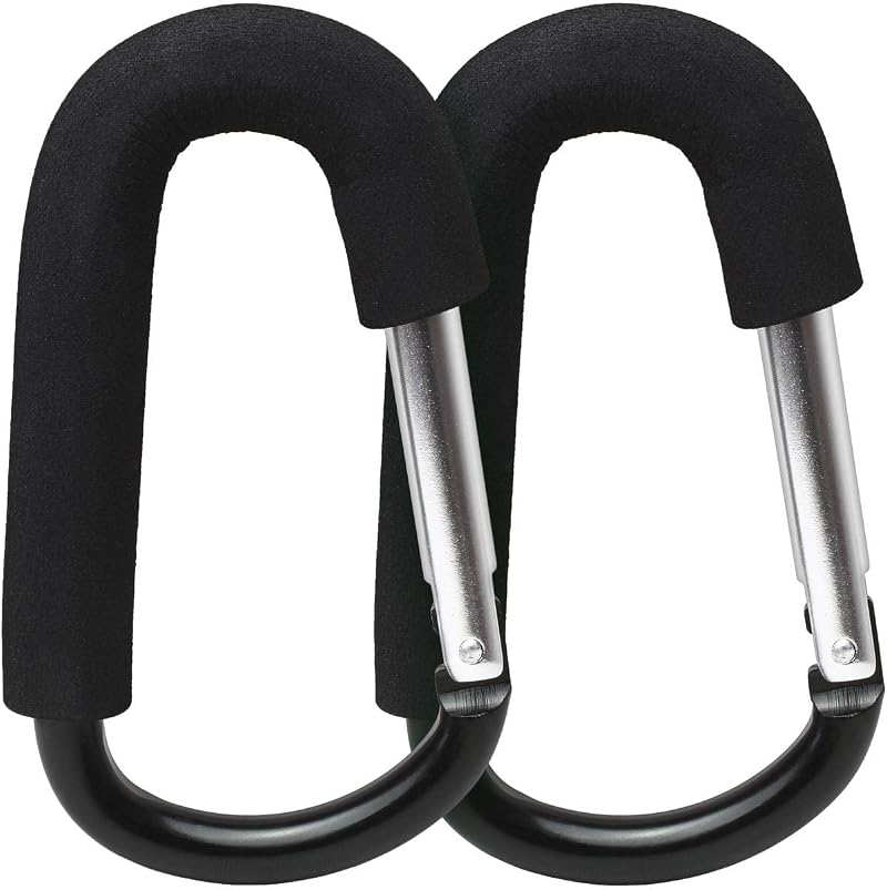 igadgitz Home U7096 Large Buggy Clips Pram Hooks Stroller Carabiner Black - 2pcs