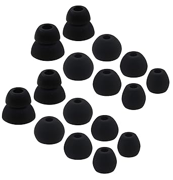 Rayker Ear Tips for BeatsX Wireless Headphone, Noise Isolation Comfort Silicone Tips, S/M/L Double Flange Size Included, 8 Pairs, BeatsX Eartips (Black)