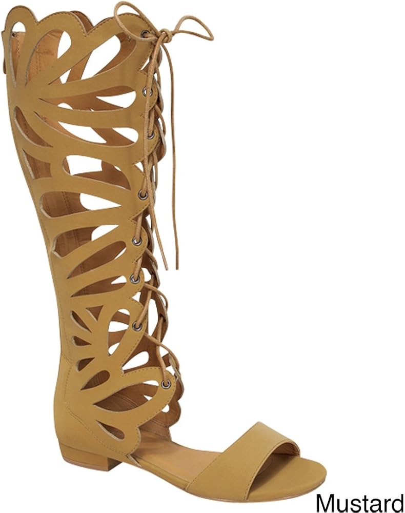 mustard gladiator sandals