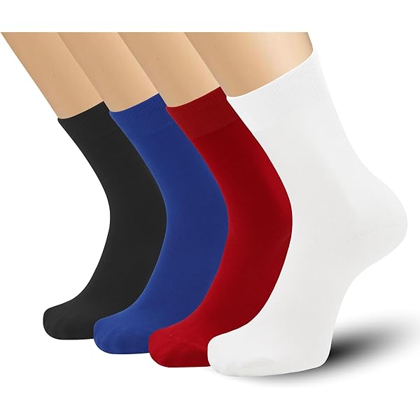 Calcetines Deportivos De Longitud Media RAFRAY | Pack De 4 Pares | Colores Rojo, Amarillo, Rosa, Morado | Talla 5-9.5 US | Algodón Transpirable
