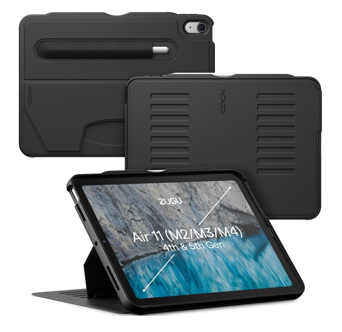 ZUGU CASE for iPad Air 11 (M4 2026/M3 2025/M2 2024) iPad Air 5 & 4 10.9 inch (2022/2020) Protective Cover, Wireless Apple Pencil Charging, Convenient 8-angle Magnetic Stand & Auto Sleep/Wake [Black] — image 1