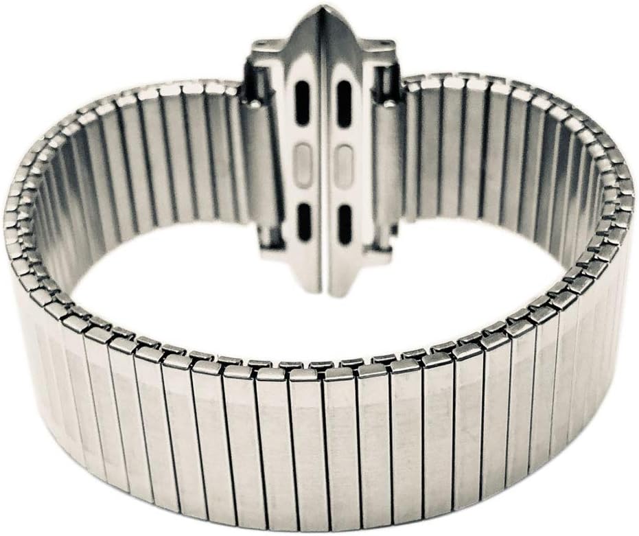 Strechy Elastic Expansion Band for Apple 38mm/40mm 42mm/44mm Expansion Wide Stainless Steel Metal Watch Band Metal Watch Band Stainless Steel Classic Expansion 6 5/8 to 12 Inch Length