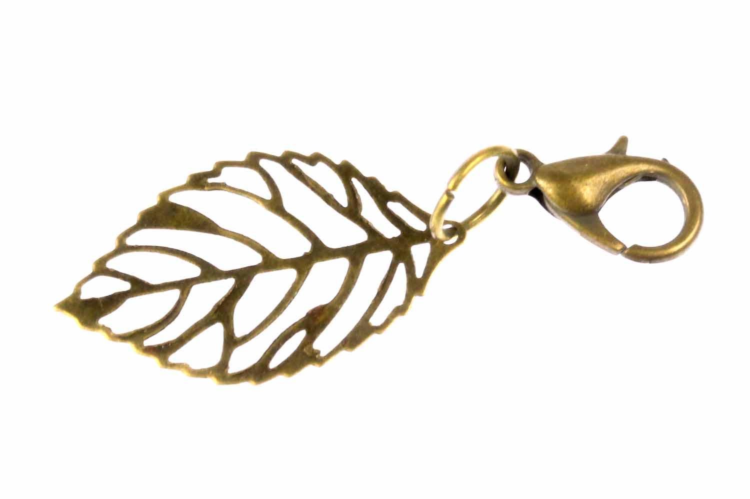 Miniblings Leaf Leaves Charm Pendant For Bracelet Wristlet Filigree Plant Bronze
