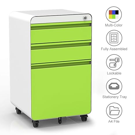 Metal Filing Cabinet 3 Drawers Fc A4 Chest Safe Lockable Rolling
