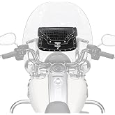 NICECNC Motorcycle Windshield Bag, Vintage Crocodile Texture PU Leather, Windscreen Studded Pouch Compatible with Road King 1995-2019 2020 2021 2022 2023 Softail, Quick Access, Easy to Install