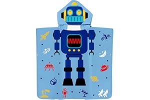 ARNUAETY Kids Beach Towels Hooded, Premium Kids Poncho Towel for Travel/Swim/Bath/Home,Towel for Boys Girls Toddlers Oversized,Robot