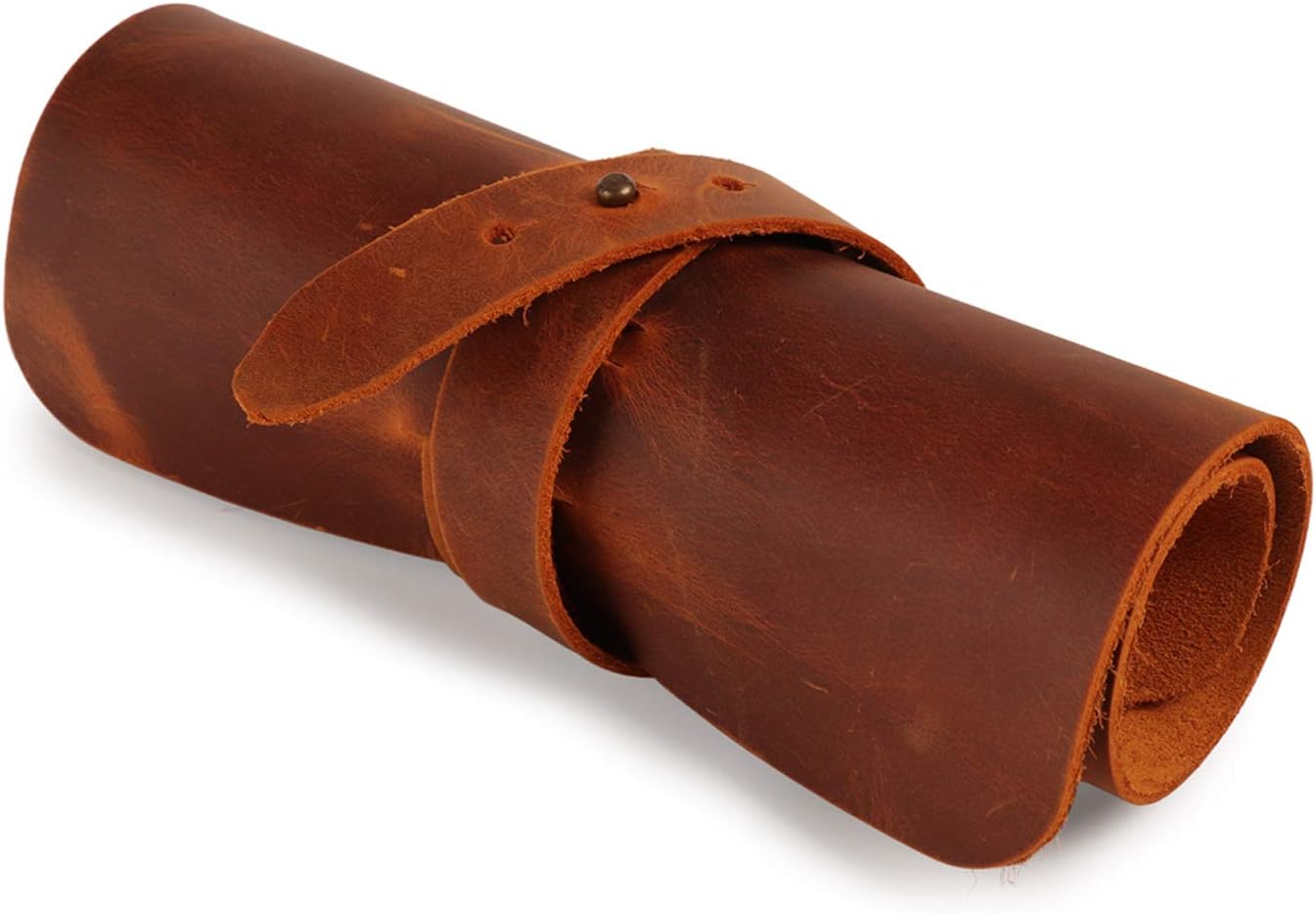 LONDO Genuine Leather Pen & Pencil Roll Case - 10 Slots - Classic Design - Cowhide Leder, Camel - Image 5
