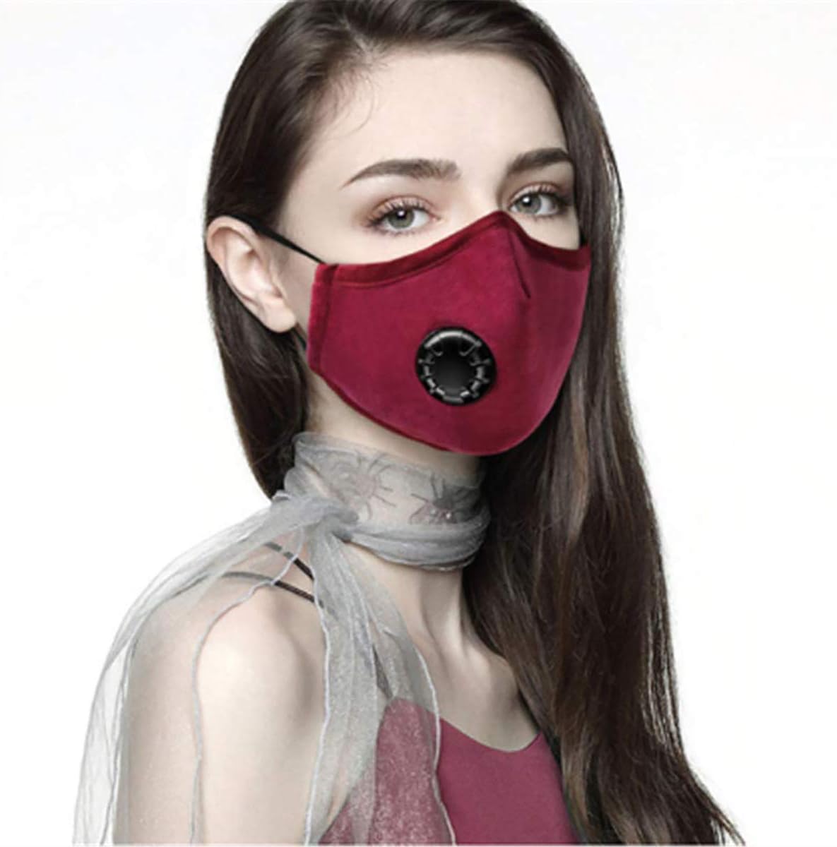 WHDZ Anti Pollution Smoke Mask With Exhaust Valve + 10 Filters, N95 Carbon Activated, Air, Dust, Smoke Filter - Cotton Washable Respirator Breathing Mask With Adjustable Straps Nose Bridge