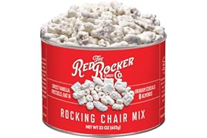 Red Rocker Sweet & Salty Snack Mix with Candied Pretzels, Cereals, Almonds in White Confection Rocking Chair 23 Oz, by Virginia Diner