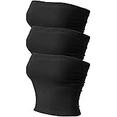 MixMatchy Women's 3 Pack Tube Top with Built-in Bra, Double Layered Strapless Bandeau Top, Y2K Side Ruched Casual Tops