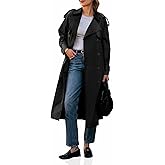 Cicy Bell Womens Long Trench Coat Double Breasted Classic Lapel Fall Overcoat with Belt
