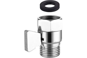 CIENCIA G1/2" Brass Shower Head Shut-Off Valve Brass Shower Flow Control Valve with Metal Handle, Chrome, AV016B
