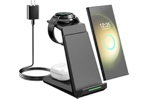 Wireless Charger for Samsung - NANAMI 3 in 1 Charging Station for Multiple Devices, Fast Charger Stand for Galaxy S25 S24 S23 Ultra S22 S21 Z Flip Fold 4,Galaxy Watch 6/5/5 Pro/4/3, Galaxy Buds 2 Pro