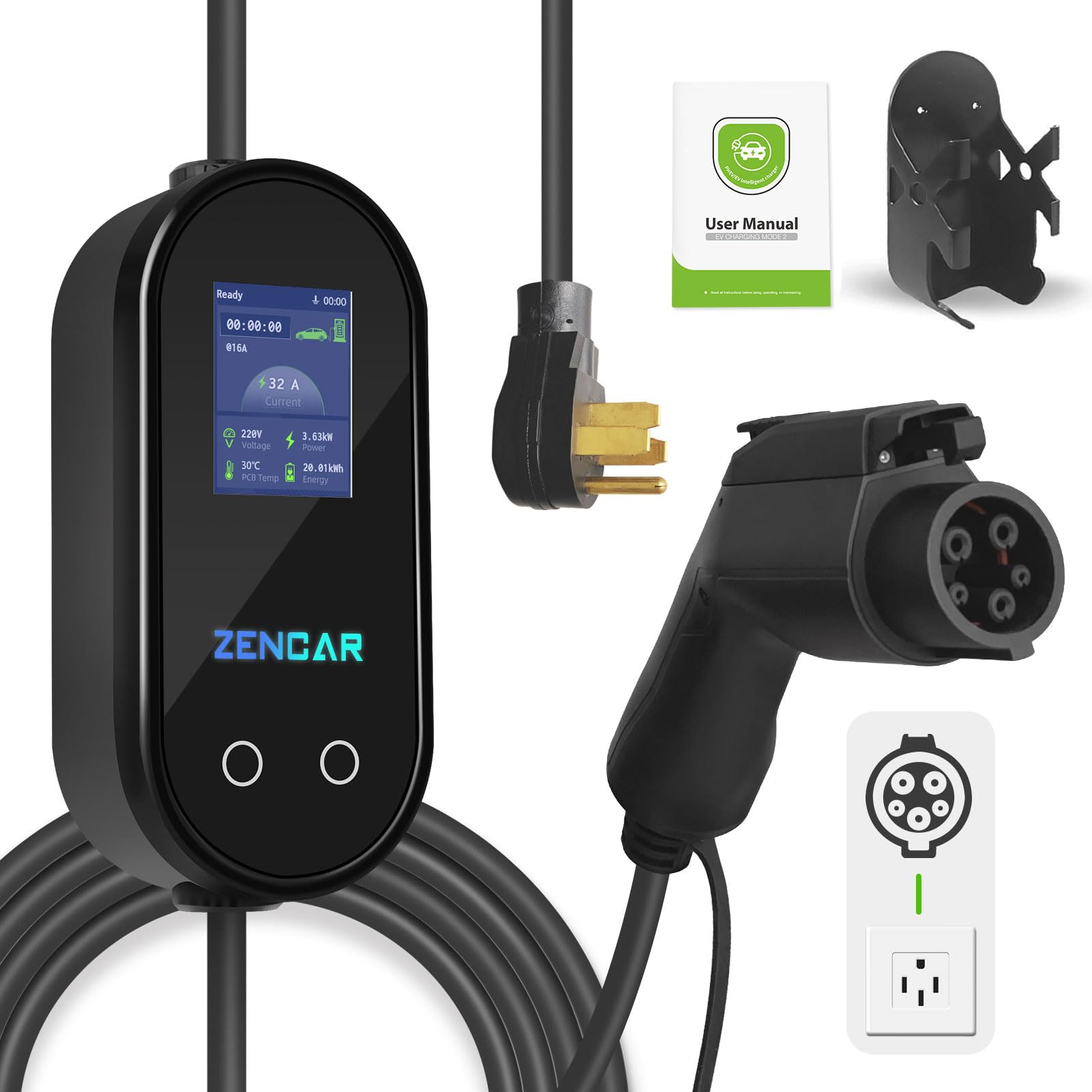 Ev Charger Level HIJOB 25FT Portable Level Electric Vehicle