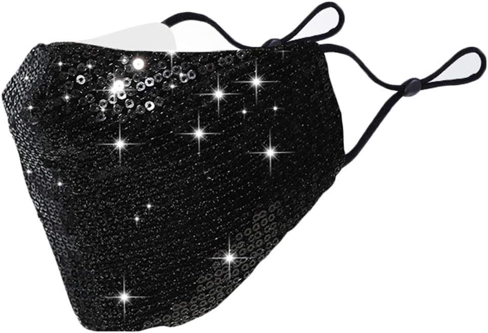 SPORTTIN Womens Face Mouth Covers Sparkle Sequin Reusable Breathable Outdoor Night Club